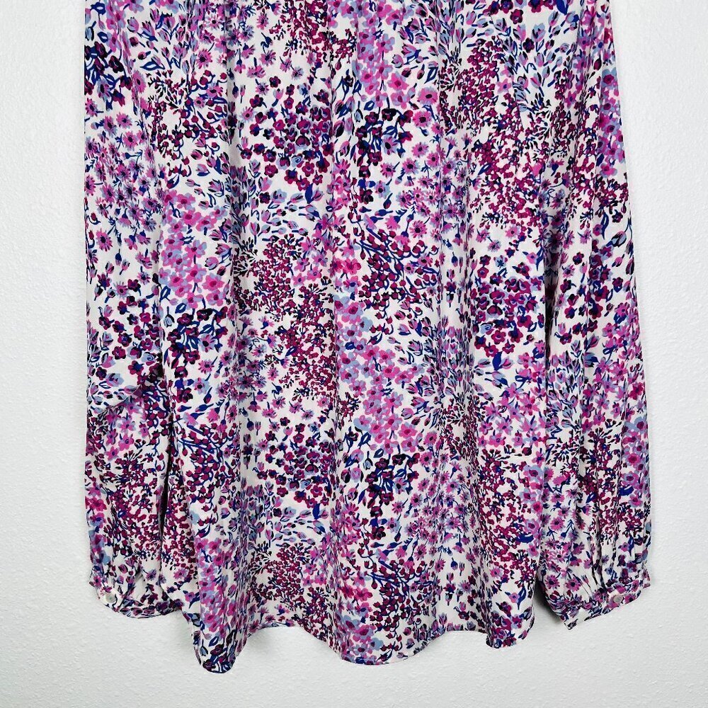 TALBOTS PLUS 1x White, Pink, and Purple Floral Button Peasant Style Boho Blouse - Picture 7 of 11